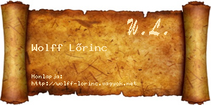 Wolff Lőrinc névjegykártya